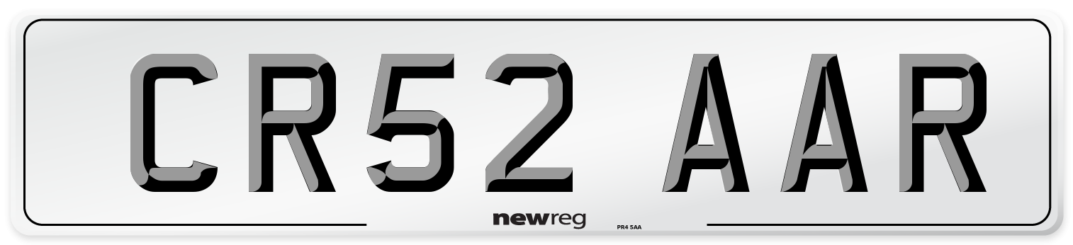 CR52 AAR Number Plate from New Reg